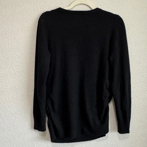 Quince Womens Black 100% Cashmere Ruched Side Crew Neck Sweater Size M Minimal - Picture 10 of 10